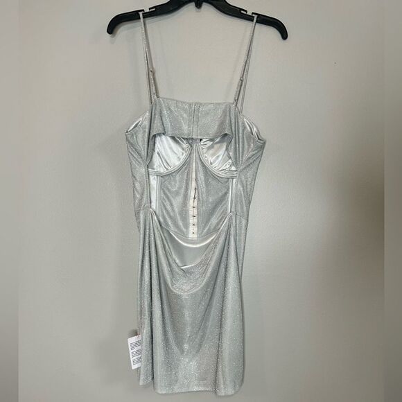 ASOS Design Glitter Corset Bodice Mini Dress NWT - Picture 8 of 8